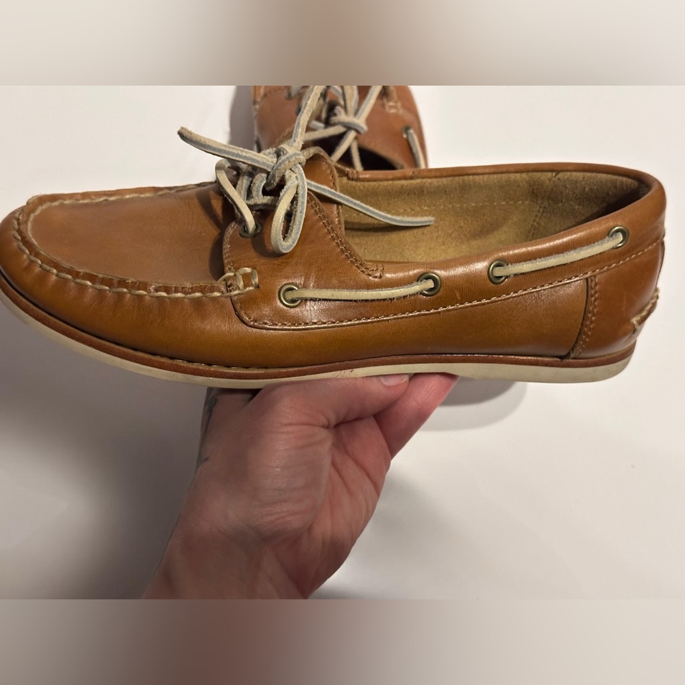FRYE Quincy Boat Shoe Tan Leather Size 7 Yatch Fall Summer Fall